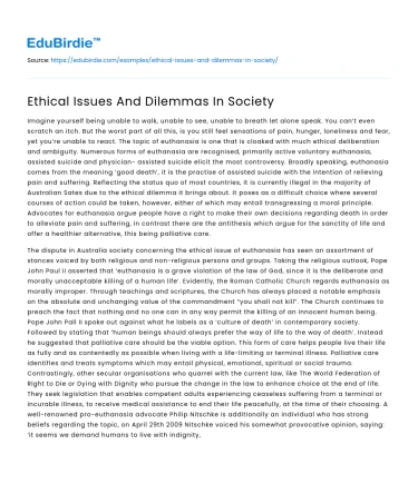 Ethical Issues And Dilemmas In Society