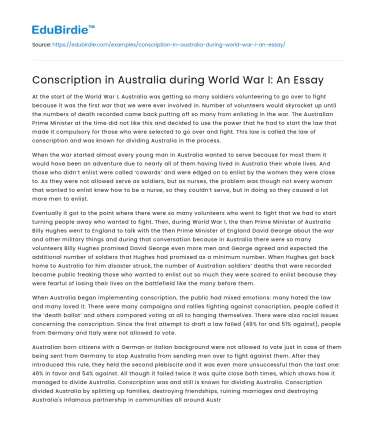 The Complexities of Australian Conscription in WWI