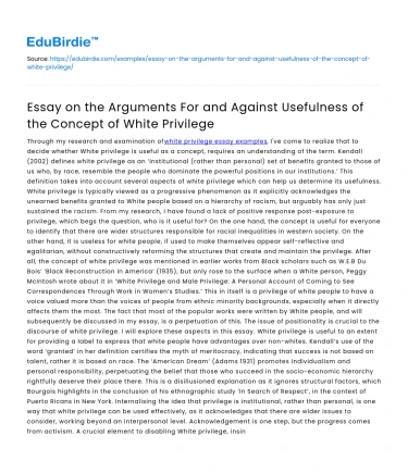 Arguments For & Against White Privilege