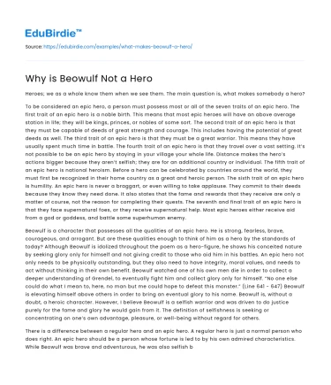 Why is Beowulf Not a Hero
