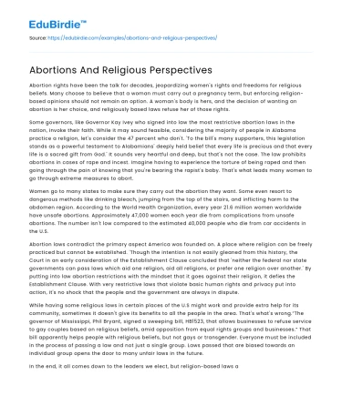 Abortions And Religious Perspectives