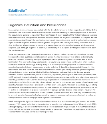 Eugenics: Definition and Peculiarities