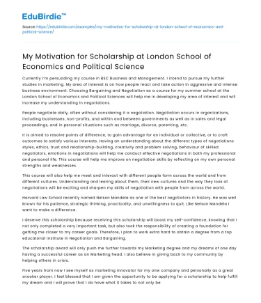 Motivation for Scholarship at LSE