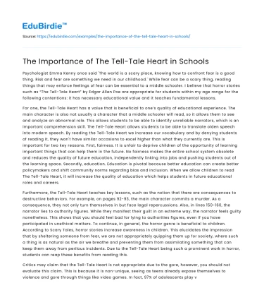 The Importance of The Tell-Tale Heart in Schools
