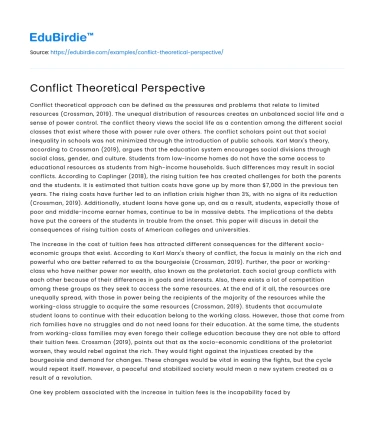 Conflict Theoretical Perspective