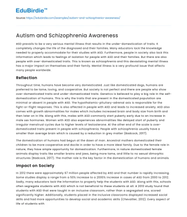 Autism and Schizophrenia Awareness