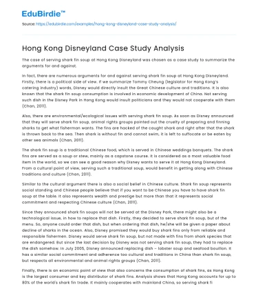 Hong Kong Disneyland Case Study Analysis