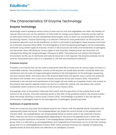 The Characteristics Of Enzyme Technology