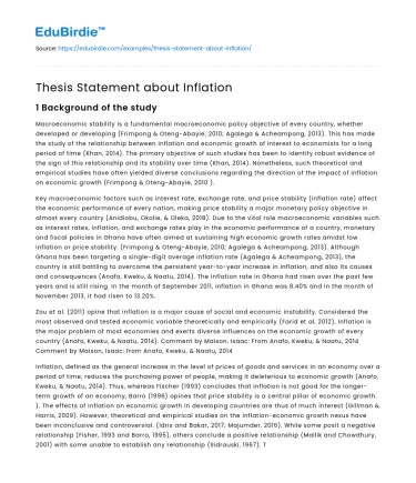 Thesis Statement about Inflation