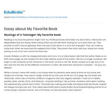 Essay about My Favorite Book