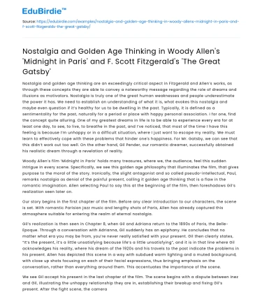 Nostalgia in ‘Midnight in Paris’ and ‘The Great Gatsby’