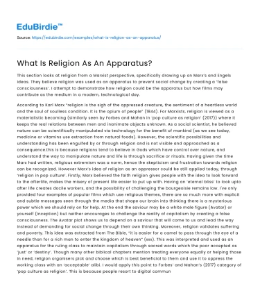 What Is Religion As An Apparatus?