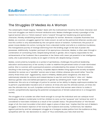 The Struggles Of Medea As A Woman