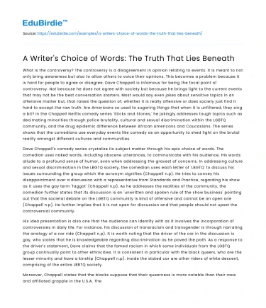 A Writer’s Choice of Words: The Truth That Lies Beneath