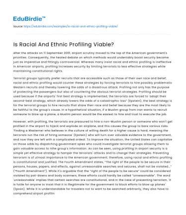 Is Racial And Ethnic Profiling Viable?