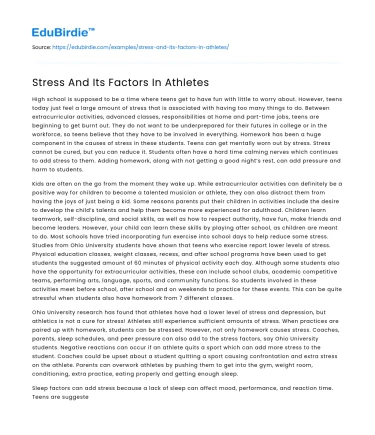 Stress And Its Factors In Athletes
