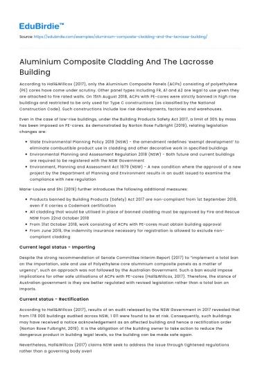 Aluminium Composite Cladding And The Lacrosse Building