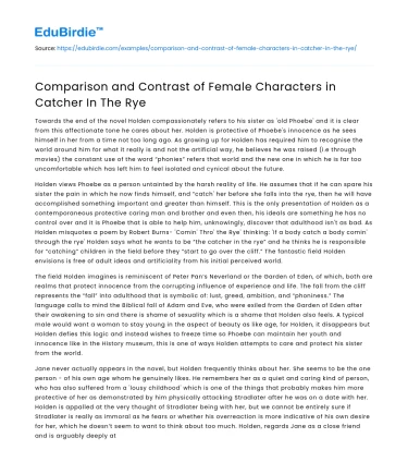 Comparison and Contrast of Female Characters in Catcher In The Rye