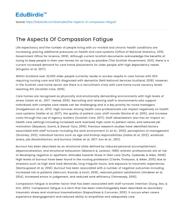 The Aspects Of Compassion Fatigue