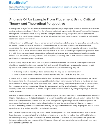 Critical analysis of placement example