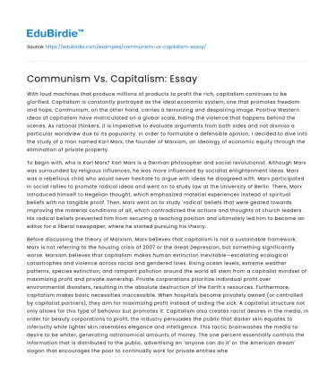 Communism Vs. Capitalism: Essay