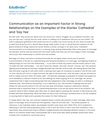 Communication in Strong Relationships: ‘Cathedral’ and ‘Say Yes’