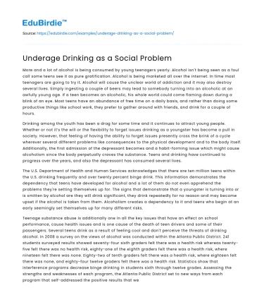Underage Drinking as a Social Problem