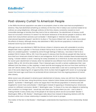 Post-slavery Curtail To American People