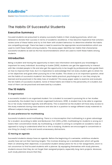 The Habits Of Successful Students