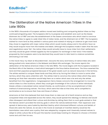 The Displacement and Demise of Native American Tribes