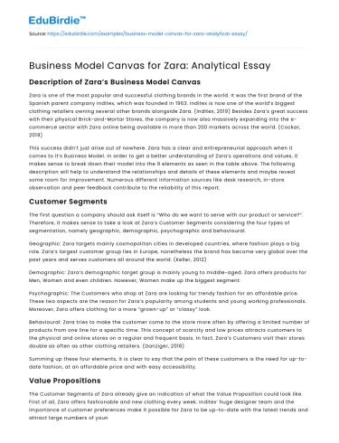 Business Model Canvas for Zara: Analytical Essay