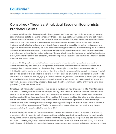 Conspiracy Theories: Analytical Essay on Economists Irrational Beliefs