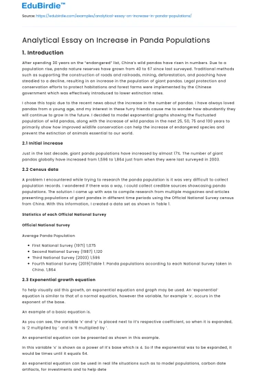 Analytical Essay on Increase in Panda Populations