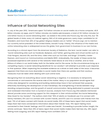Influence of Social Networking Sites