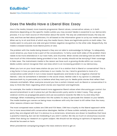 Does the Media Have a Liberal Bias: Essay