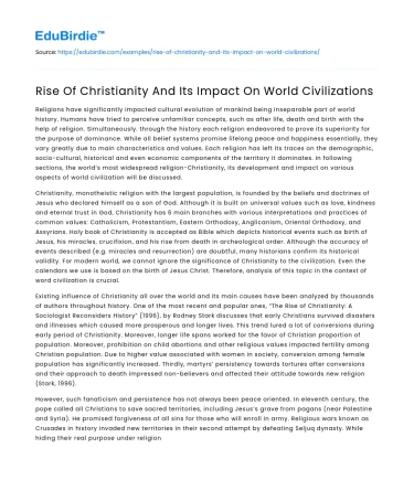 Rise Of Christianity And Its Impact On World Civilizations