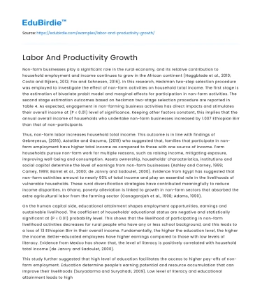 Labor And Productivity Growth