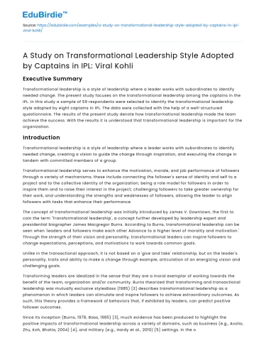 IPL Captains: Virat Kohli’s Transformational Leadership