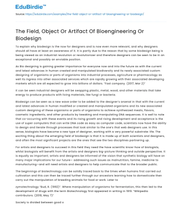 The Role of Bioengineering and Biodesign in Modern Society