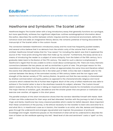 Hawthorne and Symbolism: The Scarlet Letter