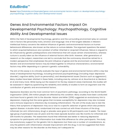 Genes and Environment Impact on Developmental Psychology