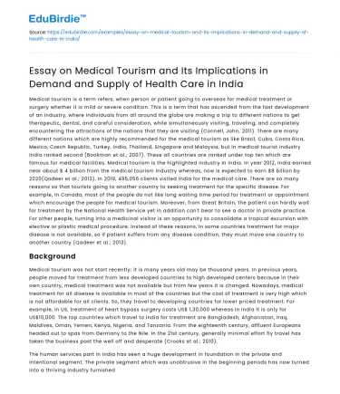 Medical Tourism in India