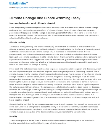 Climate Change and Global Warming Essay