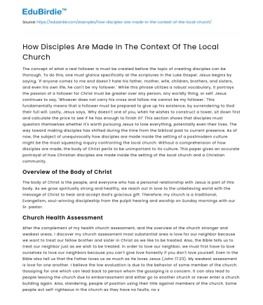 How Disciples Are Made In The Context Of The Local Church