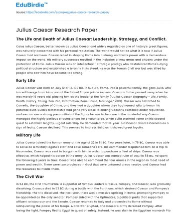Julius Caesar Research Paper