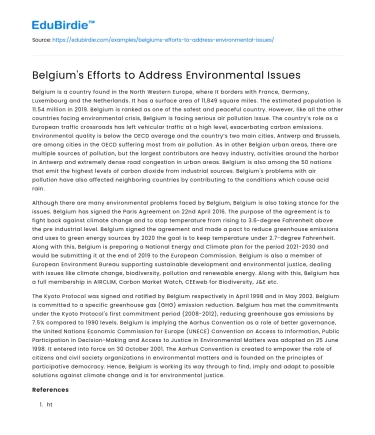 Belgium’s Efforts to Address Environmental Issues