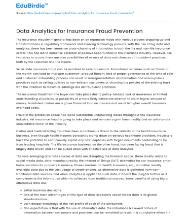 Data Analytics for Insurance Fraud Prevention