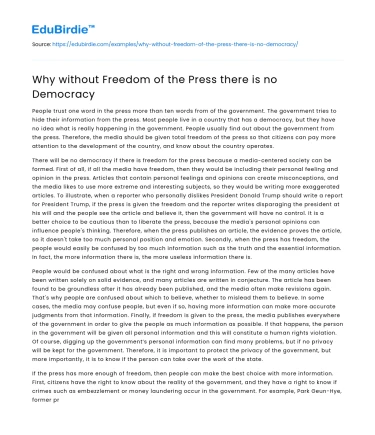 Why without Freedom of the Press there is no Democracy