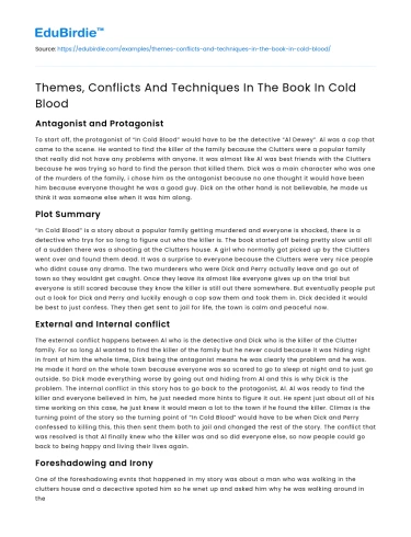 Themes, Conflicts, and Techniques in Capote’s Masterpiece