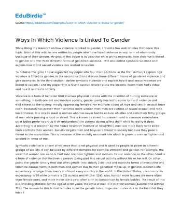 Ways In Which Violence Is Linked To Gender
